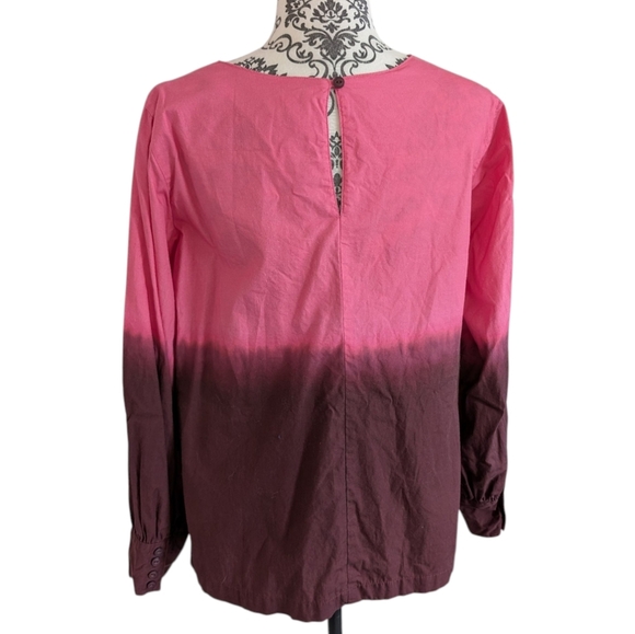Anthropologie Porridge Dorothea Blouse Dainty Cottage Women M Retro Pink Dip Dye - Picture 3 of 11